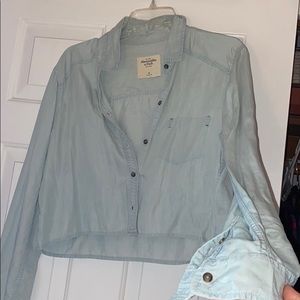 Crop Denim Button Up